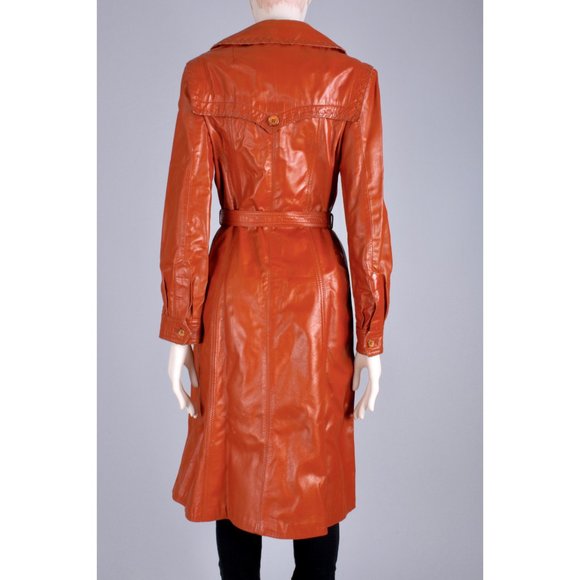 M Vintage 70s Lambskin Leather Mod Trench Coat - Picture 5 of 12
